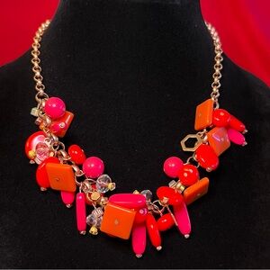 Liz Claiborne Red and Orange Chunky Necklace